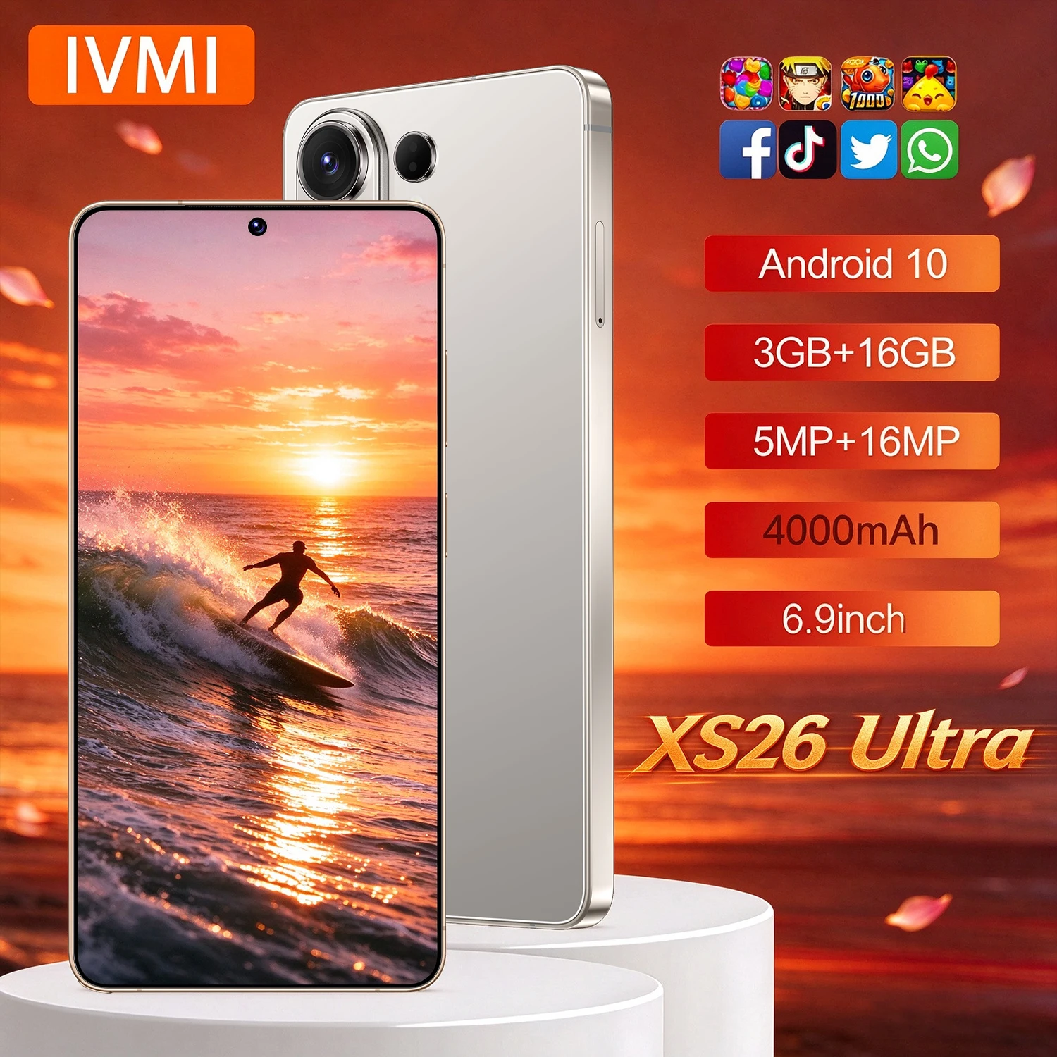 IVMI Smartphone Cheap XS 26 Ultra 4G Network 3GB+16GB 6.9