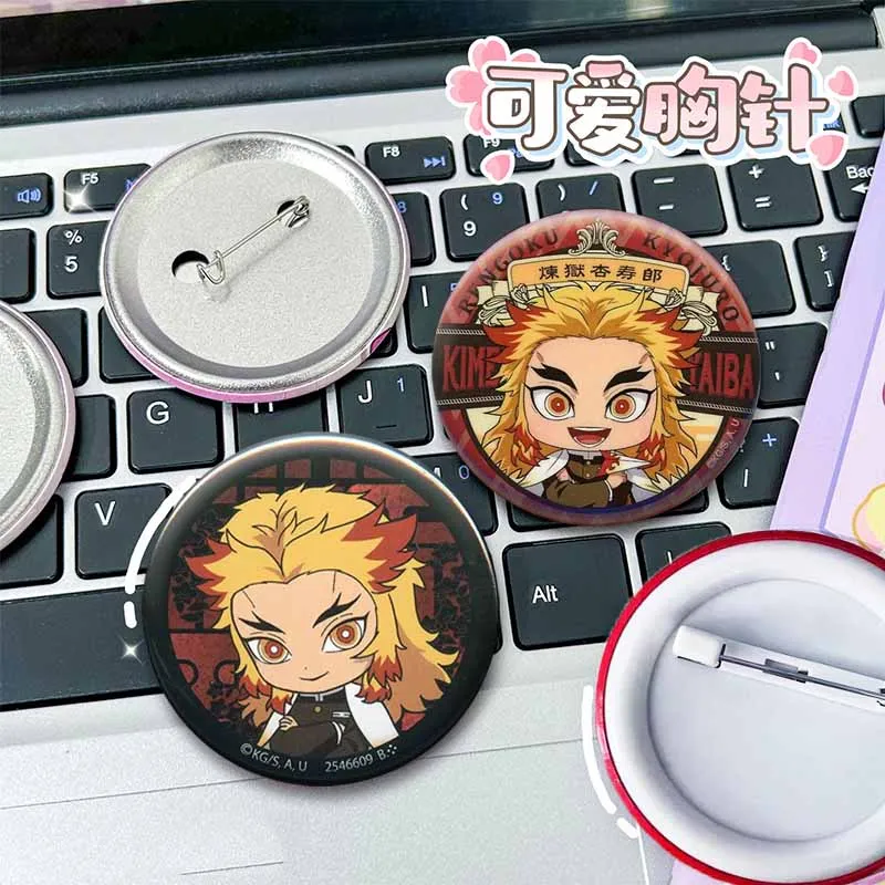 Cartoon Kyojuro Rengoku Brooch Anime Icons Cosplay Badge DIY Backpack Clothes Button Pins Jewelry Accessories Gifts for Friend