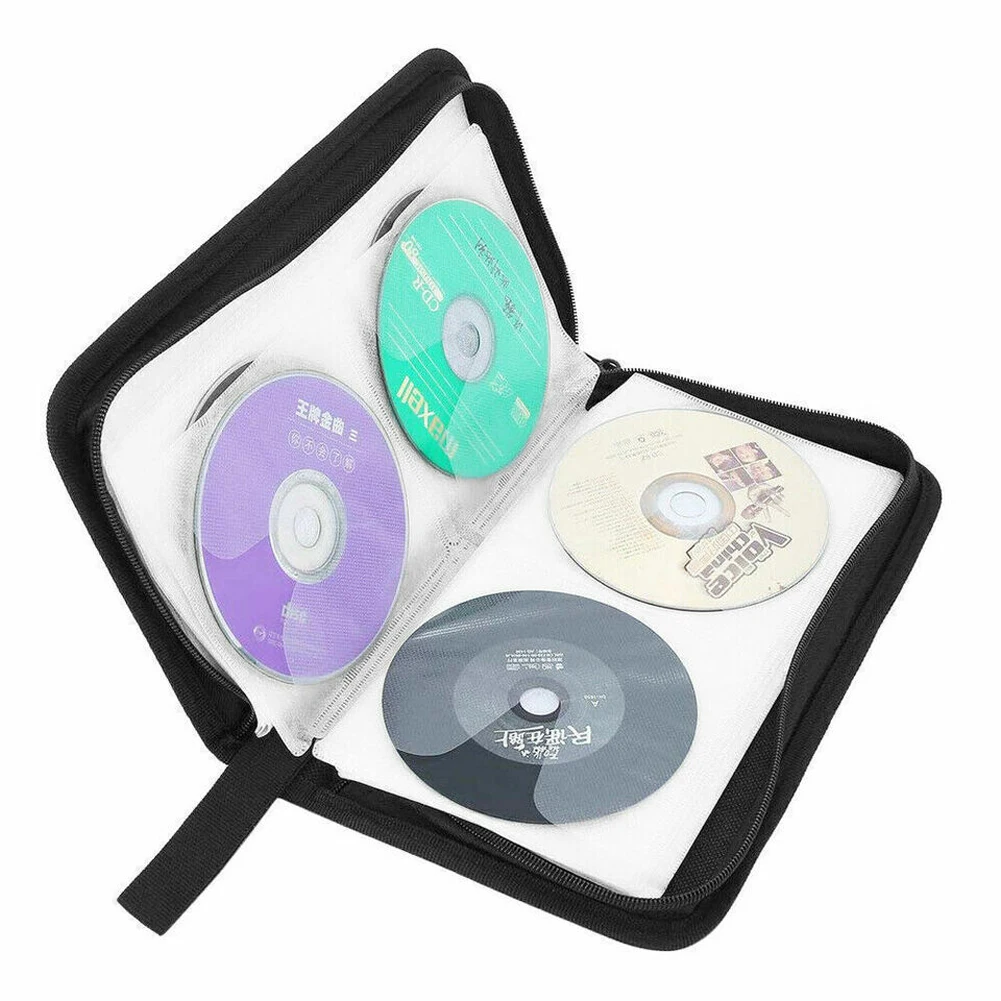 Portable Zipper DVD CD Holder 80pcs Capacity Storage Pouch Bag  Album Storage Sleeve Portable Disc CD VCD DVD Carry Bag
