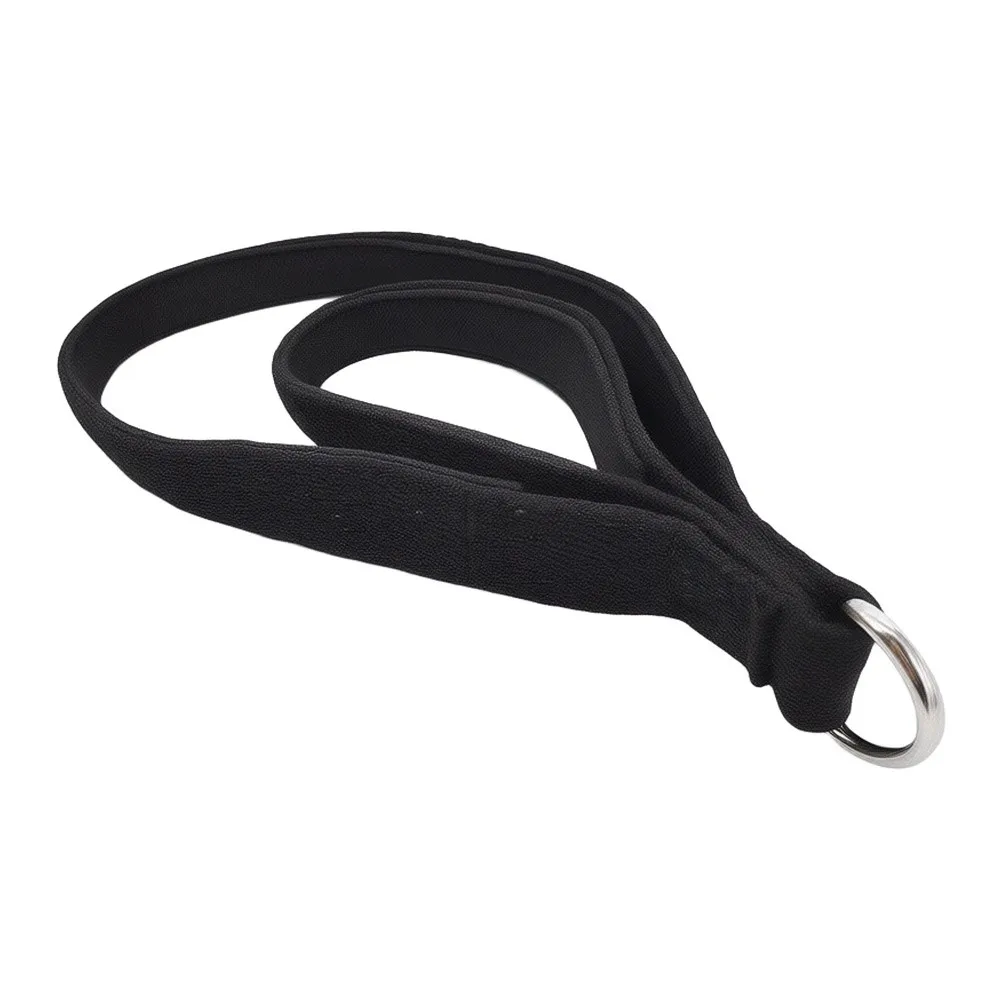 Black Cotton Double Loop Strap With Pad And D Ring For Pilates Yoga Stretching Strength Training Fitness Accessories