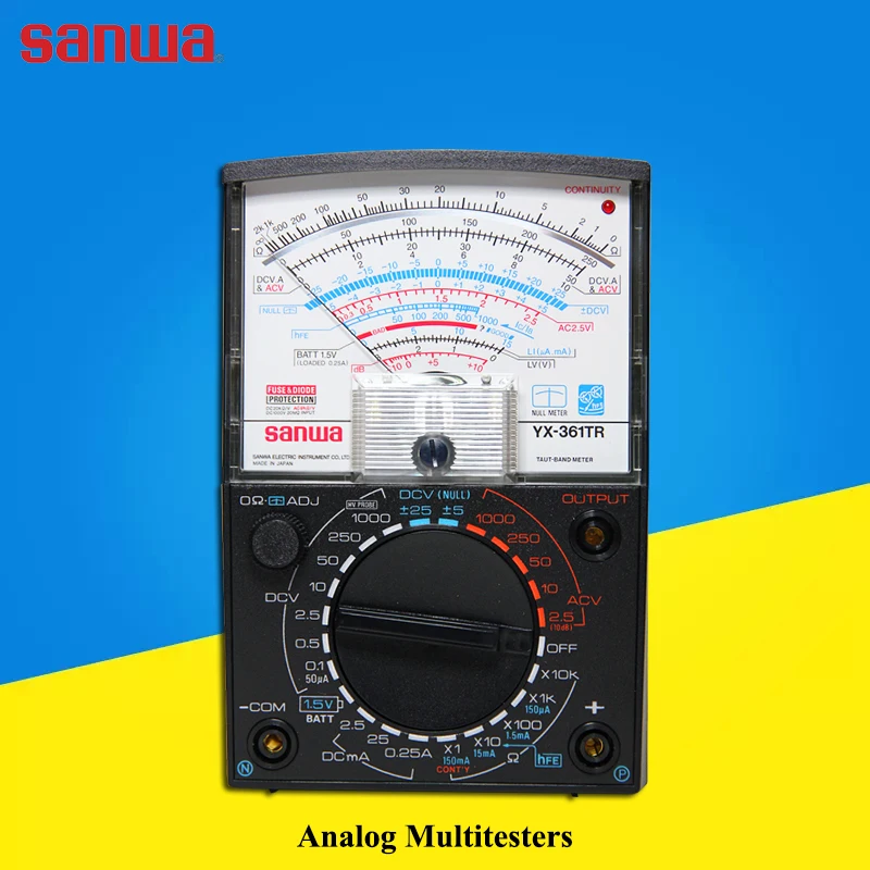 Japan sanwa YX-361TR Analog Multitesters；Variety of measurement functions by using 24-contact switch/Zero Center Instrumentation