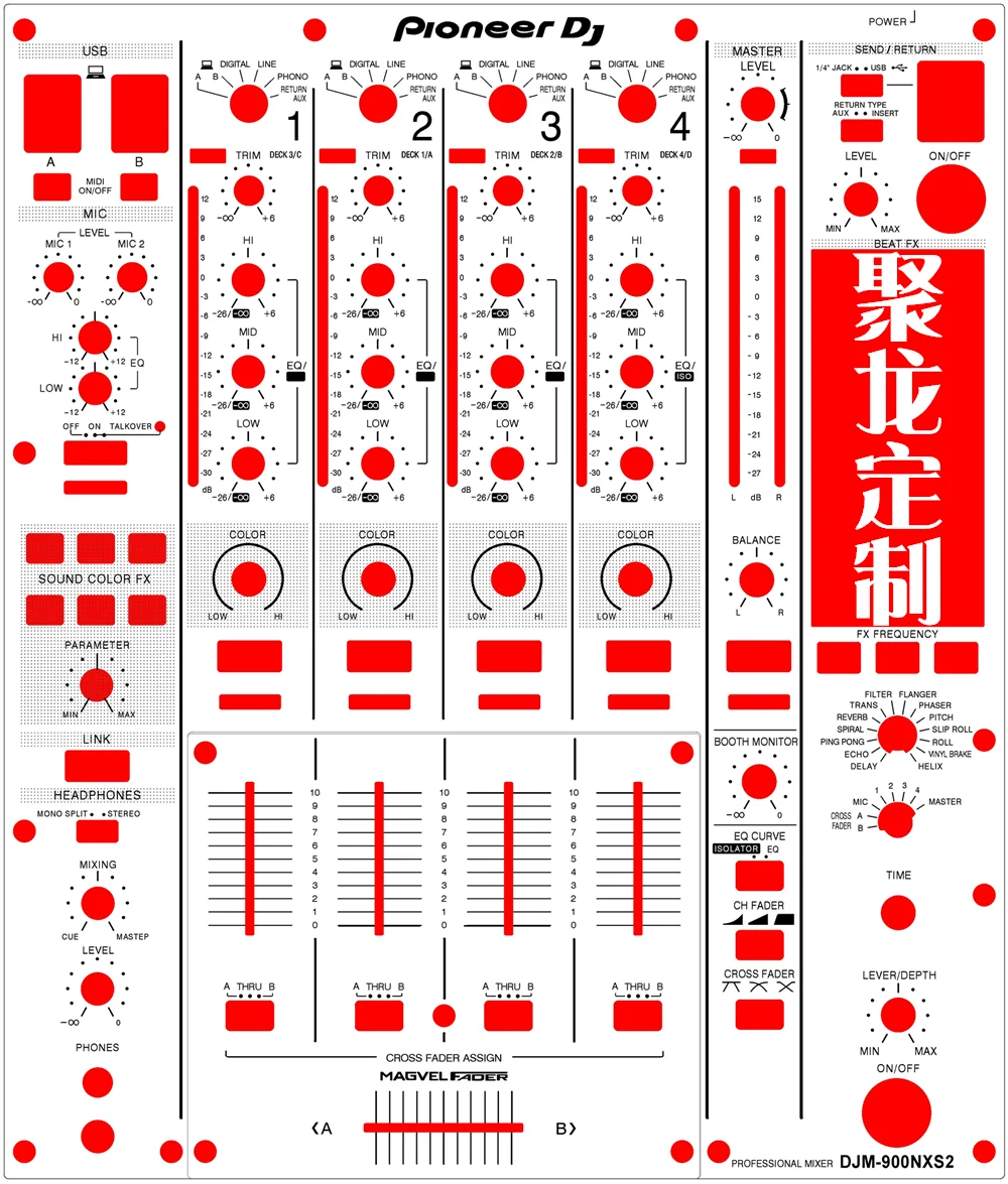 Imagem -05 - Controller Protective Film Cor Personalizável Mixer Skin Sticker Dym900nxs2 dj