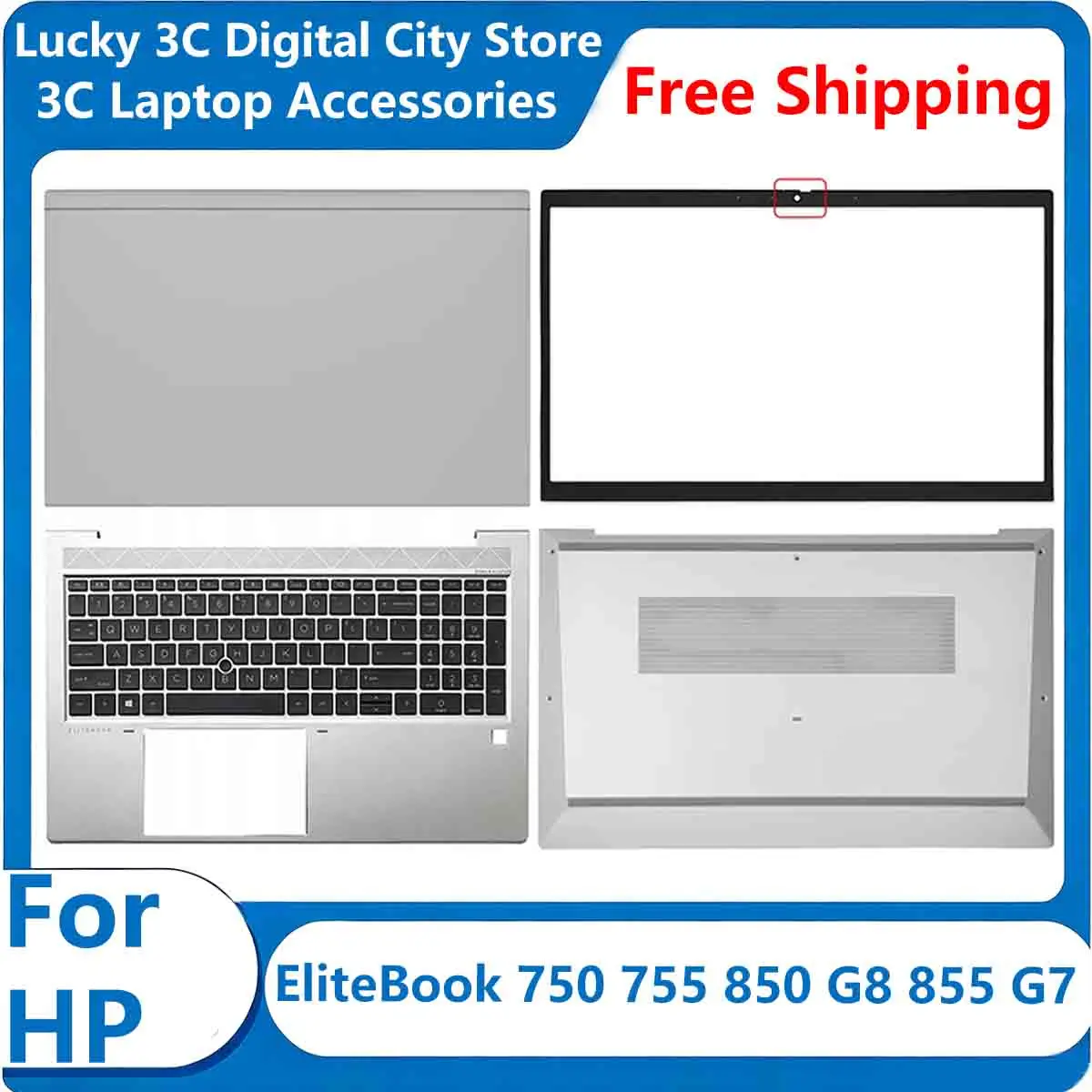 New For HP Elitebook 850 G7 850 G8 Replace Accessories Laptop LCD Back Cover Palmrest Cover Bottom Case ACDShell Cover Silver