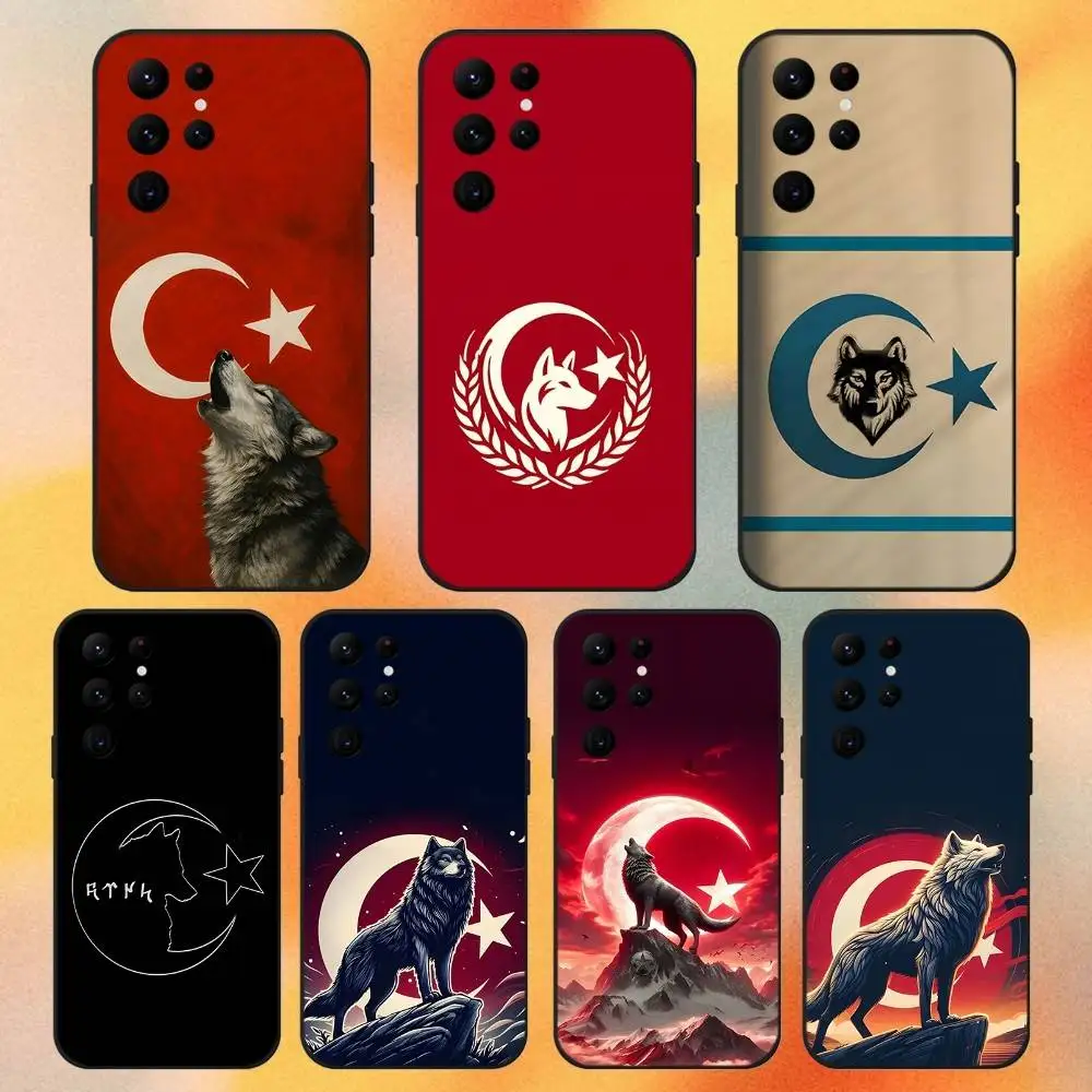 

Turk Wolf Turkey Flag Phone Case For Samsung S 25,24,23,22,30,21,10,9,Ultra,Plus,Lite,FE,4,5G Black Soft Case