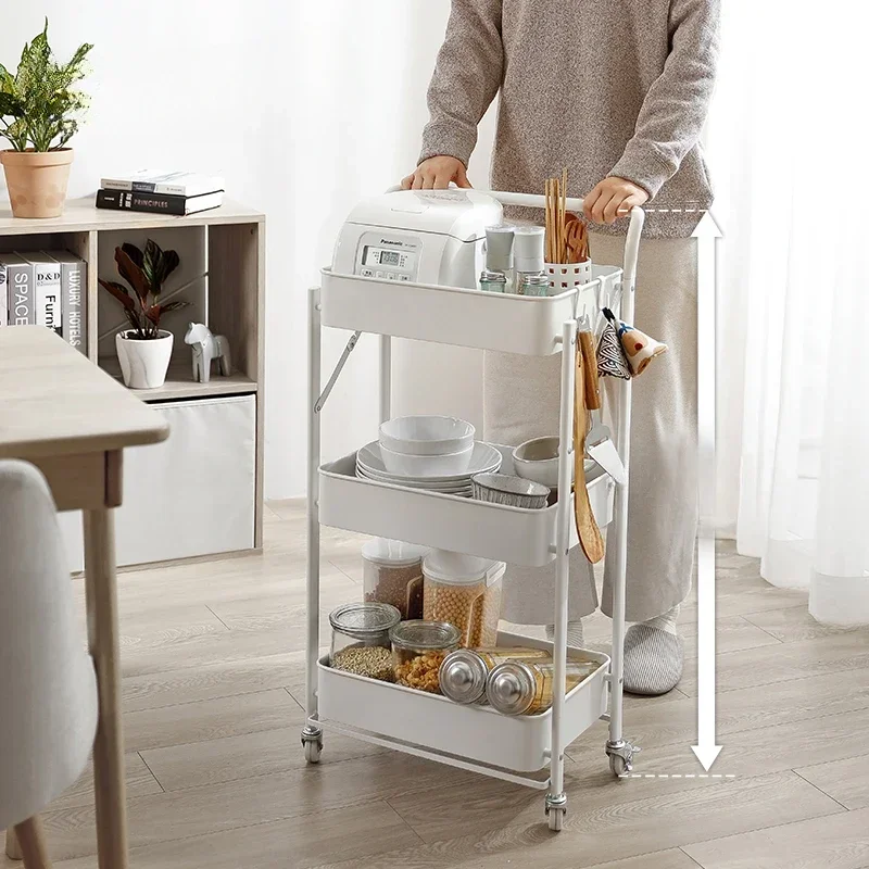 Collapsible Trolley for Kitchen Removable Food Delivery Storage Solution Space-Saving Organizer Stable Cart for Kitchen Use