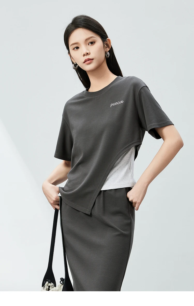 SENTUBILA Casual Summer Skirts Sets 2024 O-neck Short Sleeve T-shirt Tank Tops Split Skirt Three-piece Suit for Women 142Z54376