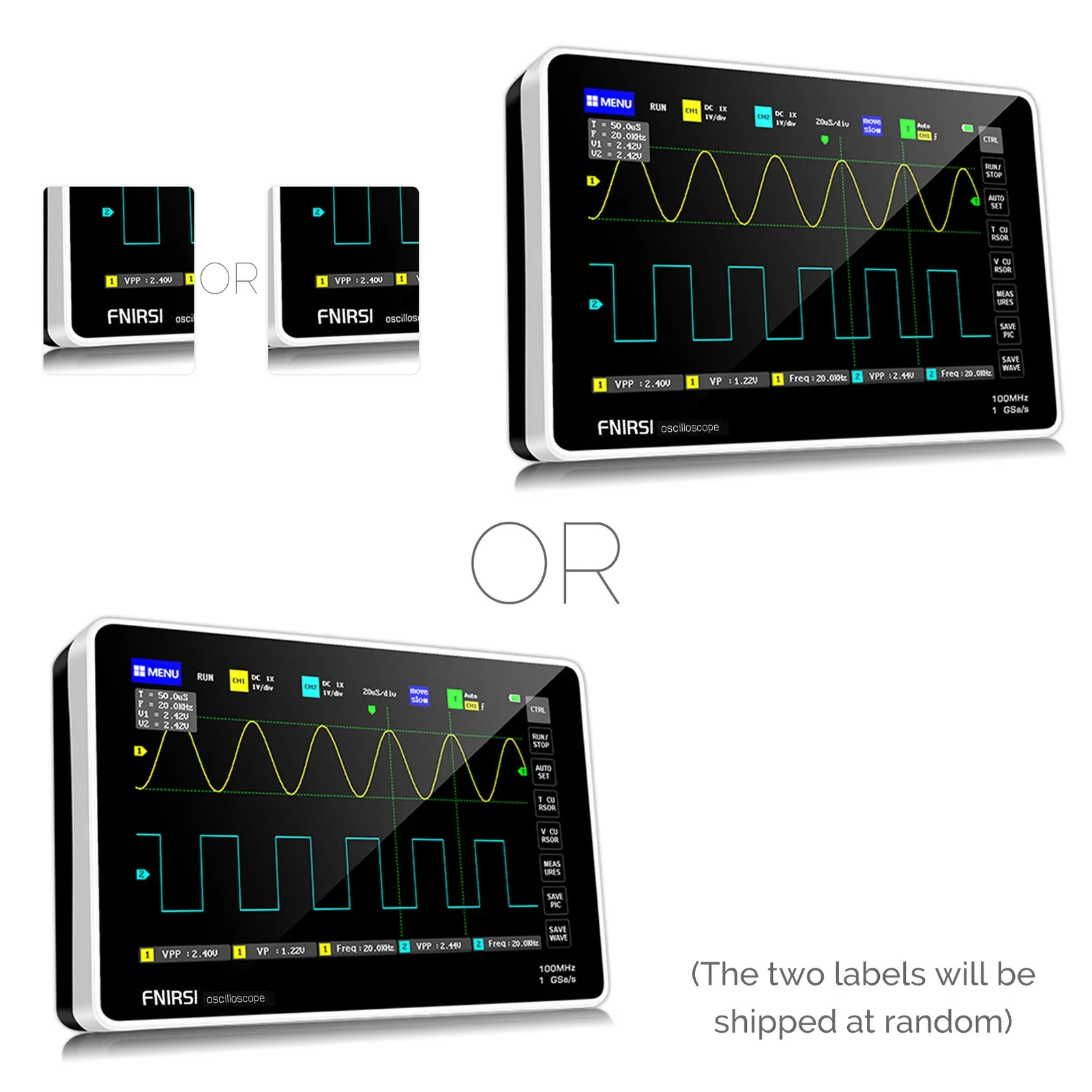 Oscilloscope numérique ADS1013D, 2 canaux, largeur de bande 100MHz, 1GSa/s, taux d'échantillonnage, avec écran tactile