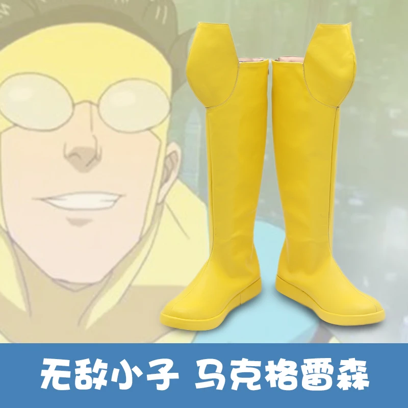 Invincible Mark Grayson Cosplay Shoes Boots Anime Superhero Yellow Halloween Christmas Boots
