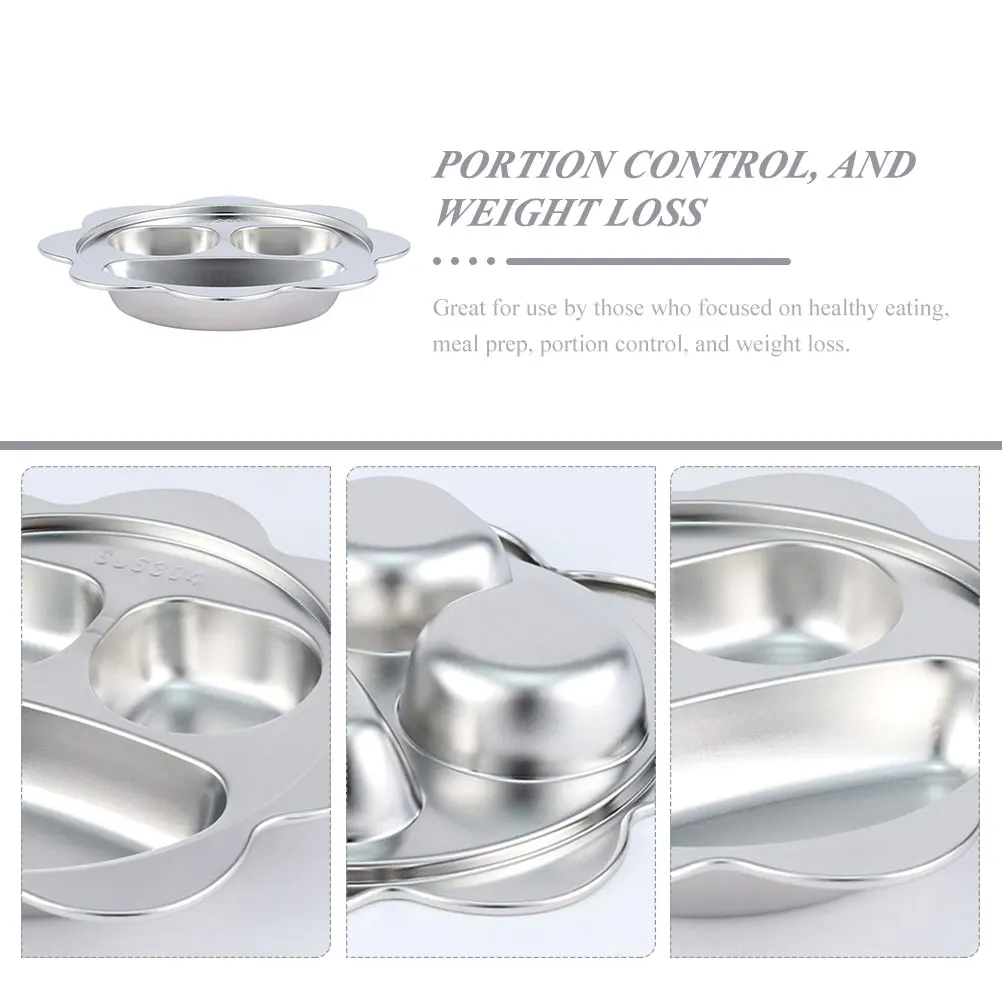 

Stainless Steel Kids Divided Plate Meal Prep Dish Sectioned Storage Space For Healthy Eating Breakfast Buffet
