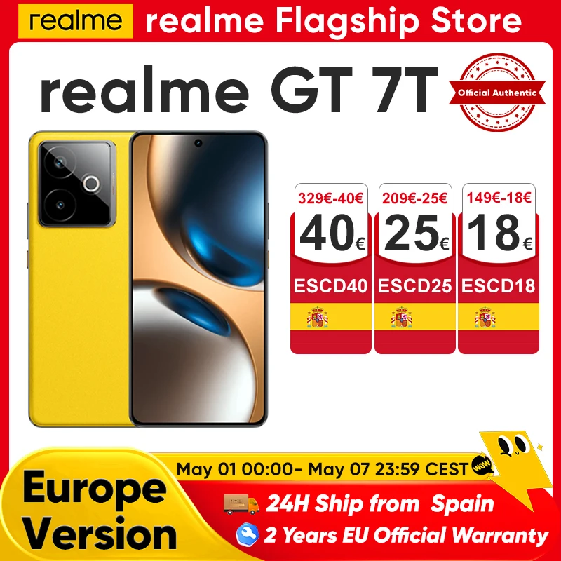 realme GT 7T Smartphone 5G 2025 New MediaTek 8400-MAX 7000mAh Titan Battery 120W Ultra Charge 6.8» 120Hz Display Global Version