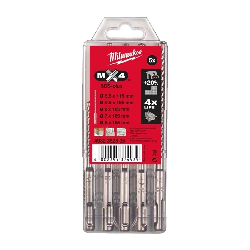 Imagem -03 - Milwaukee 4932352835 Sds Plus Mx4 Durável Duro Liga Cabeça Corte Broca Bit Acessórios da Ferramenta Elétrica de Alta Qualidade