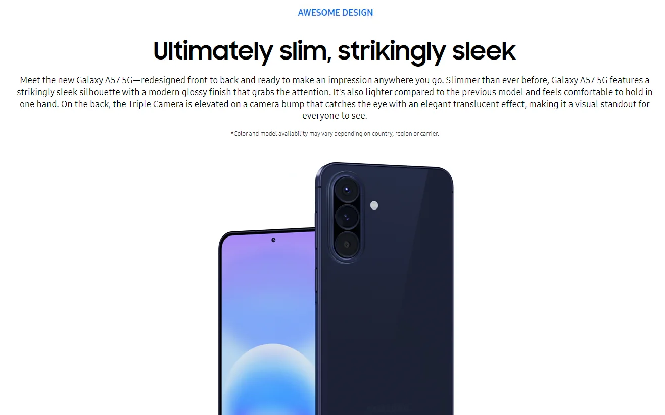 Global Version Samsung Galaxy A57 5G Smartphone 6.7" AMOLED 120Hz 5000mAh IP68 NFC