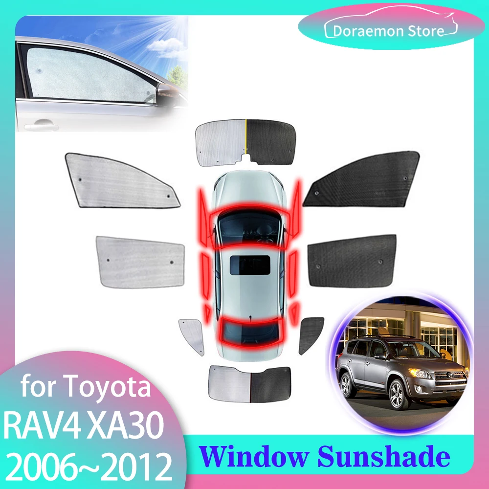 Full Covers Sunshades for Toyota RAV4 Vanguard XA30 LWB 2006~2012 Sunscreen Visor Mat Car Window Windshields Curtain Accessories