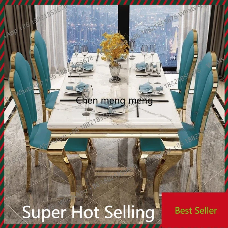 

modern Italian luxury rock slab diningtable Modern simple light luxury dining table rectangular table diningtable set 4 chairs
