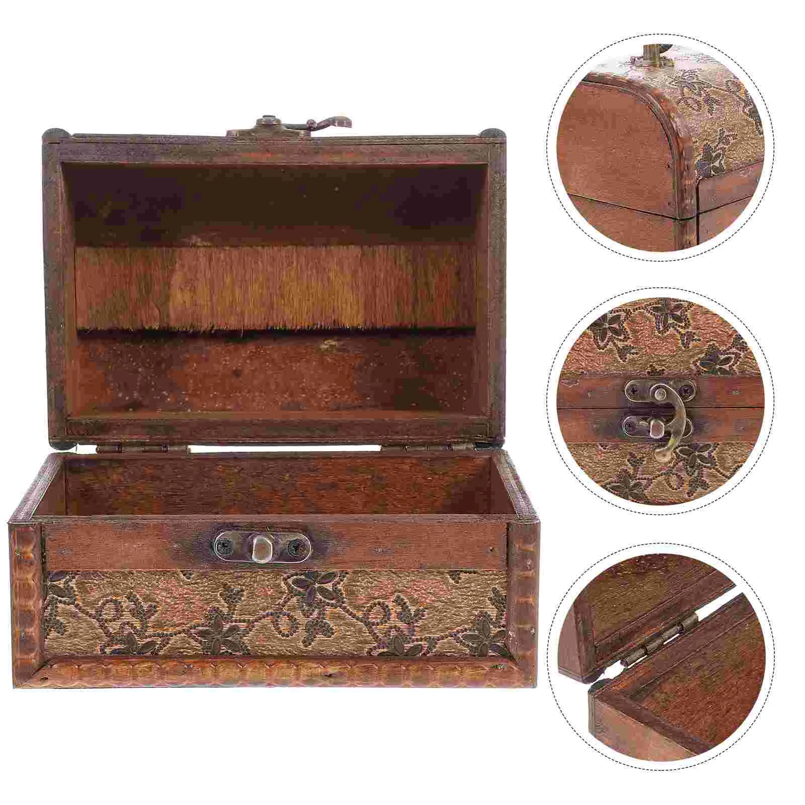 Vintage Storage Wooden Box Earring Case Retro Jewelry Decor Password Gift for Women Boxes