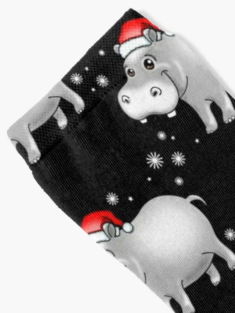 Cute Hippo For Christmas Hippopotamus Socks essential set summer basketball Socks Girl Men's