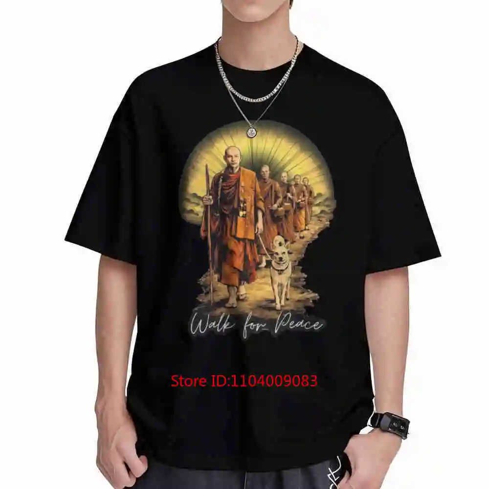 Walk For Peace Monk Short Sleeve Tee 100% Cotton T-Shirt