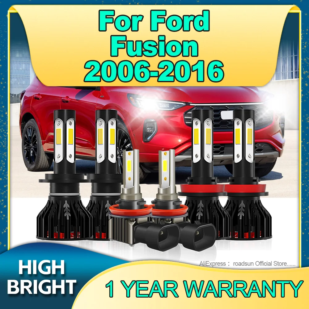 

2/6Pcs Headlight 180W H11 H7 Car LED Lamp 6000K Fog Light For Ford Fusion 2006 2007 2008 2009 2010 2011 2012 2013 2014 20152016