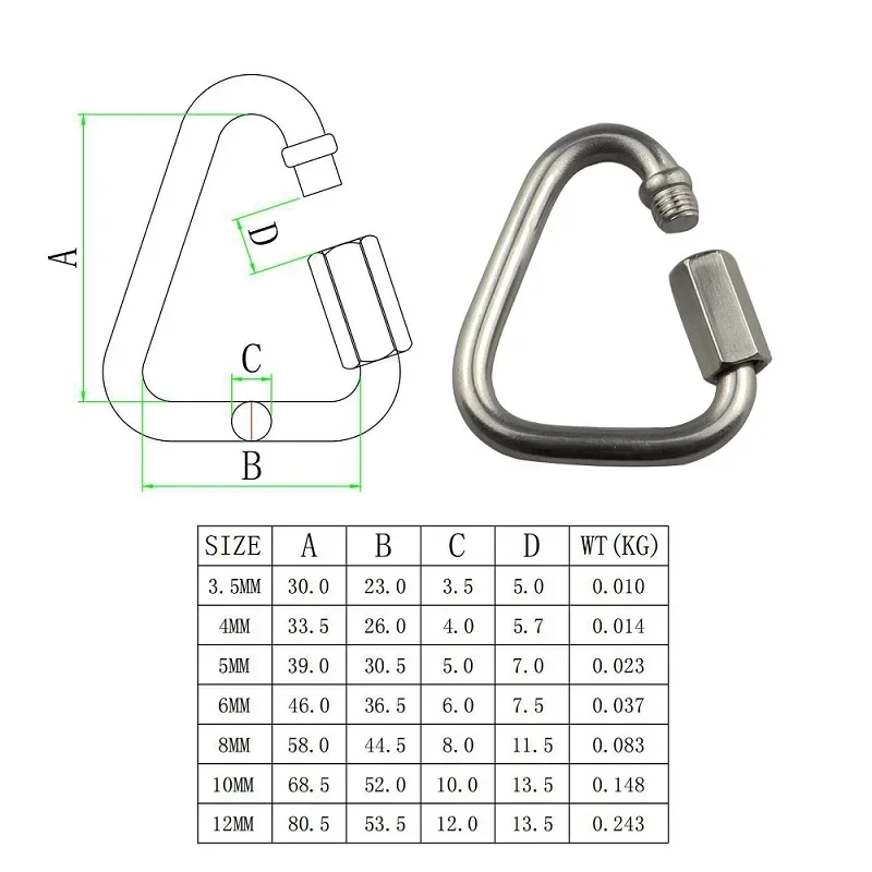 5 Pieces Stainless Steel 304 Quick Link Chain Links Locking Carabiner Connector Natural Color of Stainless Steel