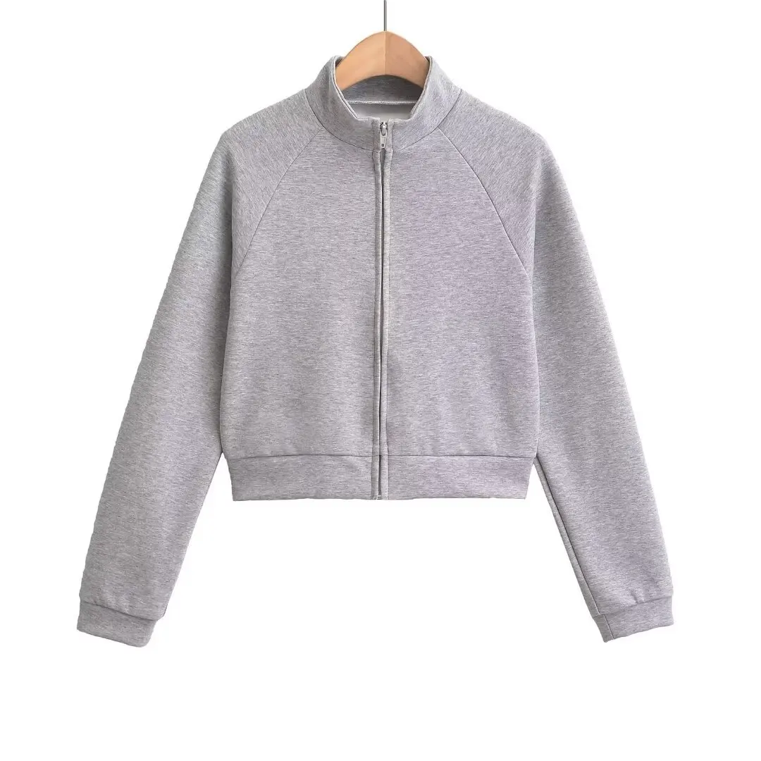 النمط الأوروبي الأمريكي بلون سستة سترة المرأة طويلة الأكمام معطف قصير الخريف الشتاء أزياء كل مباراة #2