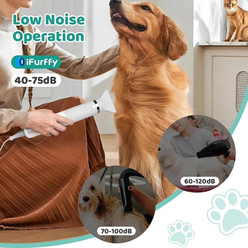 Dog Hair Dryer 5 In 1 Handheld Dog Dryer Pet Dog Blow Dryer With Temperature Adjustment Fit For Home Travel US Plug