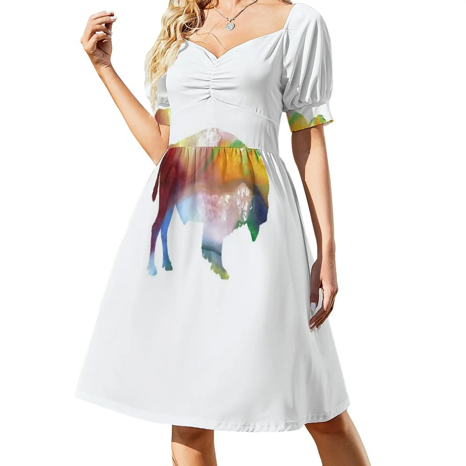 

bison Short-Sleeved Dress luxury dress women dresses