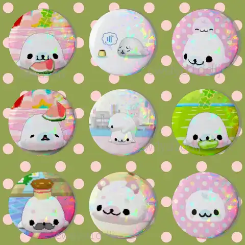 CUTE M-Mamegoma Seal Meme Badge Brooch Figure Lapel Pins Clothes Backpack Fashion Cute Collection Decoration Display