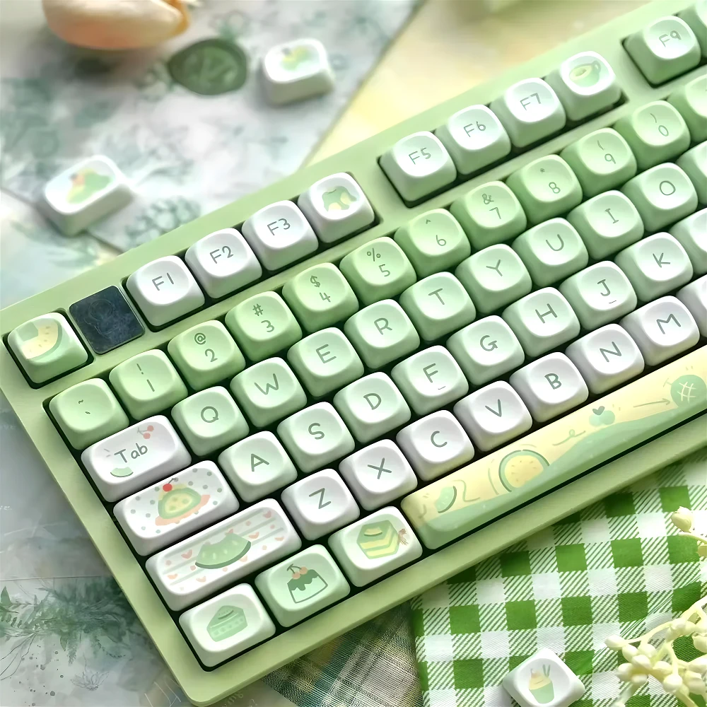 MOA Keycaps PBT 95 Keys Honeydew Ice Cream Heat Sublimation for 60/84/98/108 Mechanical Keyboards