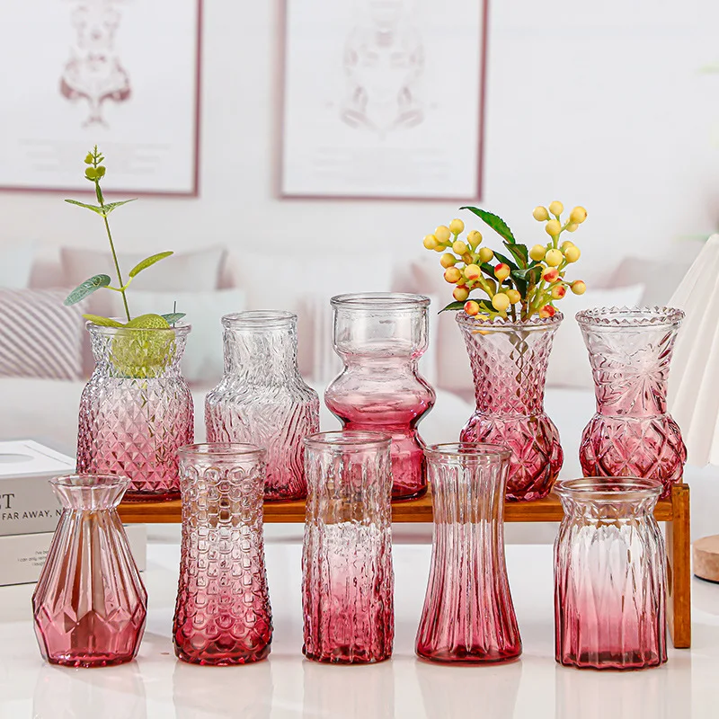 

Color 10 glass large mouth vase light luxury glass vase ornament ins style ornament