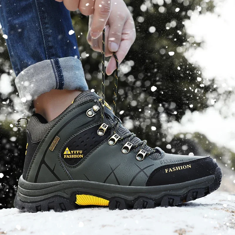 Zapatos de nieve de invierno para hombres, zapatillas de senderismo de forro polar de alta calidad para exteriores, Tenis resistentes, zapatillas de correr para hombres, envío gratis