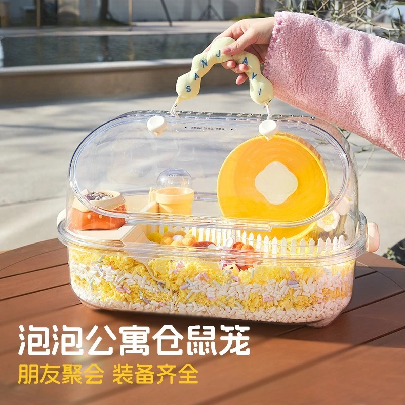Plastic Bubble Hamster Cage Starter Kit Habitat House for Syrian Hamsters Small Pet Breeding Cage Home Supplies