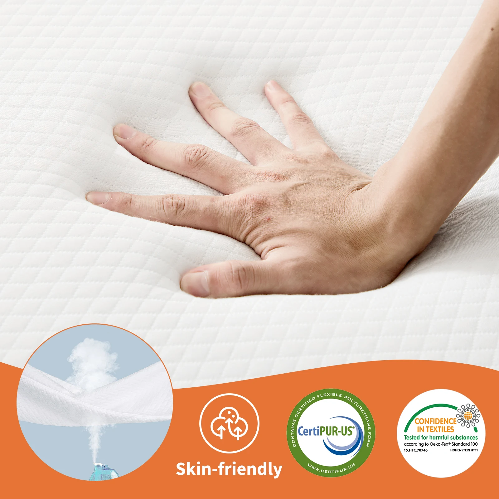 MCQ Foldable Tri-fold Mattress 3 Inch Portable Soft Bed Pad Collapsible and Washable Cover with CertiPUR-US Certified for Home