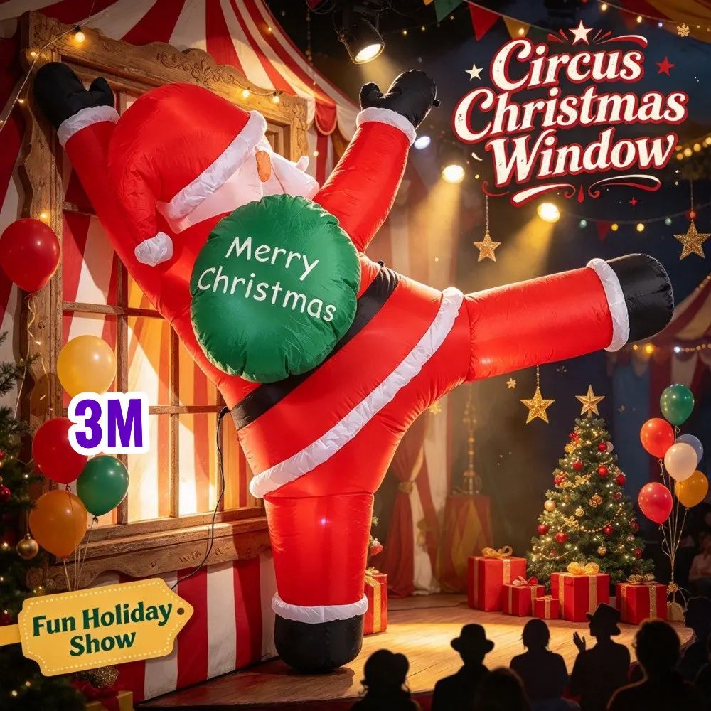 9.8FT Giant Suspended Climbing Santa Claus Inflatable Decoration Built LED Lights Indoor Outdoor Courtyard Porch Wall Decoration