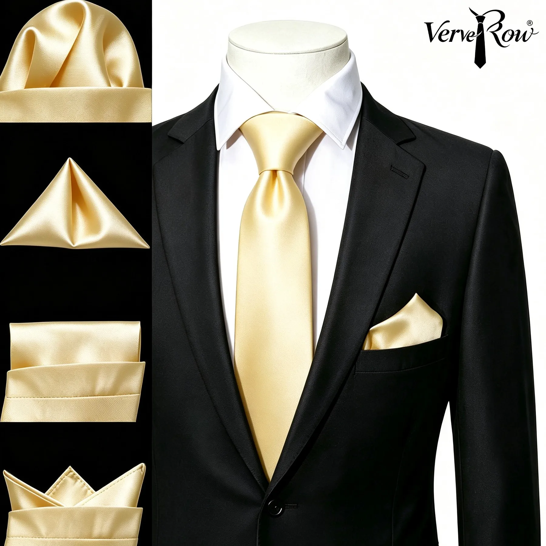 Men'S Accessories Office - VERVEROW Solid Tone Yellow Necktie with