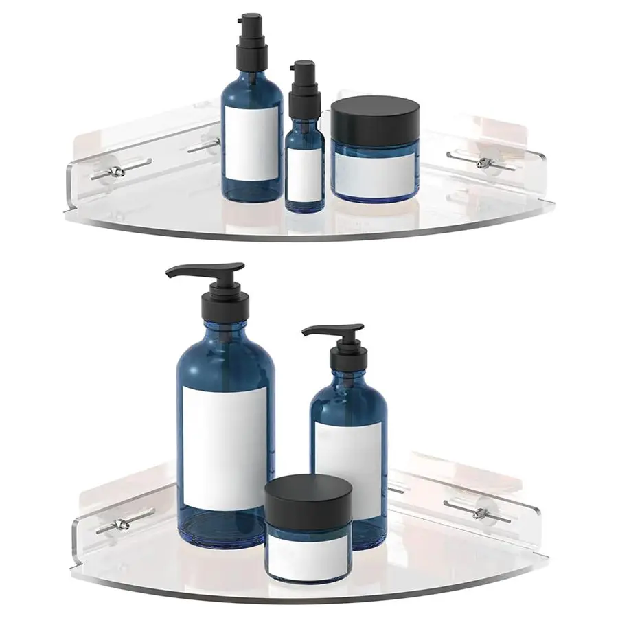 

of 2 Shower Caddy Bathroom Shelves Vdomus NoDrill Shower Organizer Floating Adhesive Acrylic Storage for Tile Walls Sleek and Du