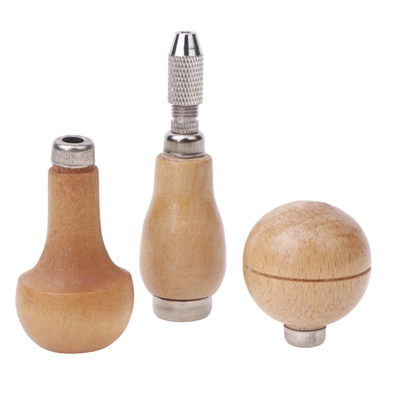 Mushroom Push Drill Bit Handle Jewelry Craft Handle Graver Pin Vise Wooden Handle With Chuck DIY Woodworking Twisting Wire Tools