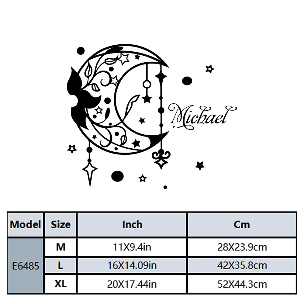1PC Cool Moon Personalized Name Art Sticker Waterproof Wall Stickers For Home Decor Sticker Mural view 2