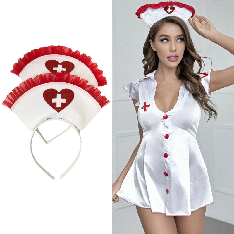 Bandes de Sauna pour Fille et Femme, Chapeau d'Infirmière, Accessoires de Cheveux pour Halloween, ixde Vacances