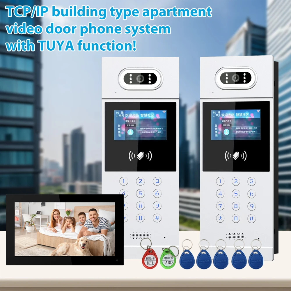 Sistema de intercomunicación Visual, timbre de construcción celular, Control de acceso, conjunto inteligente de intercomunicador de reconocimiento facial de alta definición