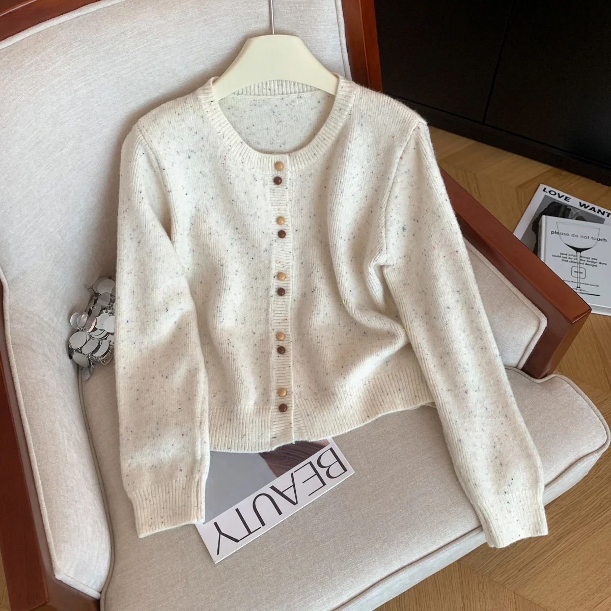 Women Pink Cardigan Sweater Y2k Vintage 2000s Jumper Knit Long Sleeves O-Neck Sweater Outerwear Autumn Winter Cutecore Clothes