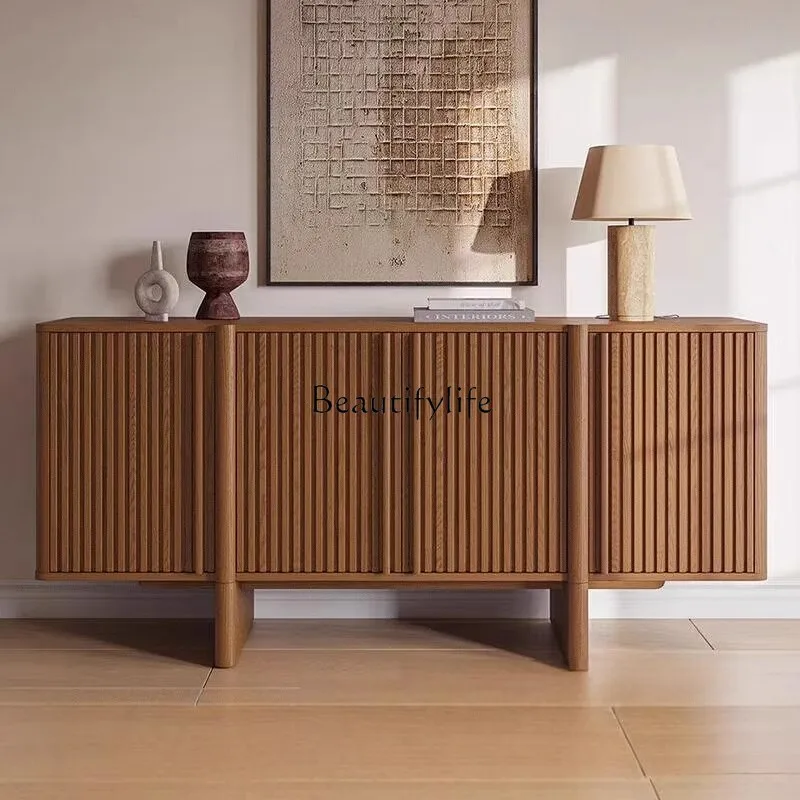 

French retro solid wood restaurant side storage cabinet, American entrance cabinet