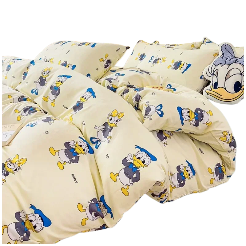 Mickey Mouse student cartoon bedding Donald Duck Mickey Minnie Daisy bed sheet quilt set three-piece comfortable home textile