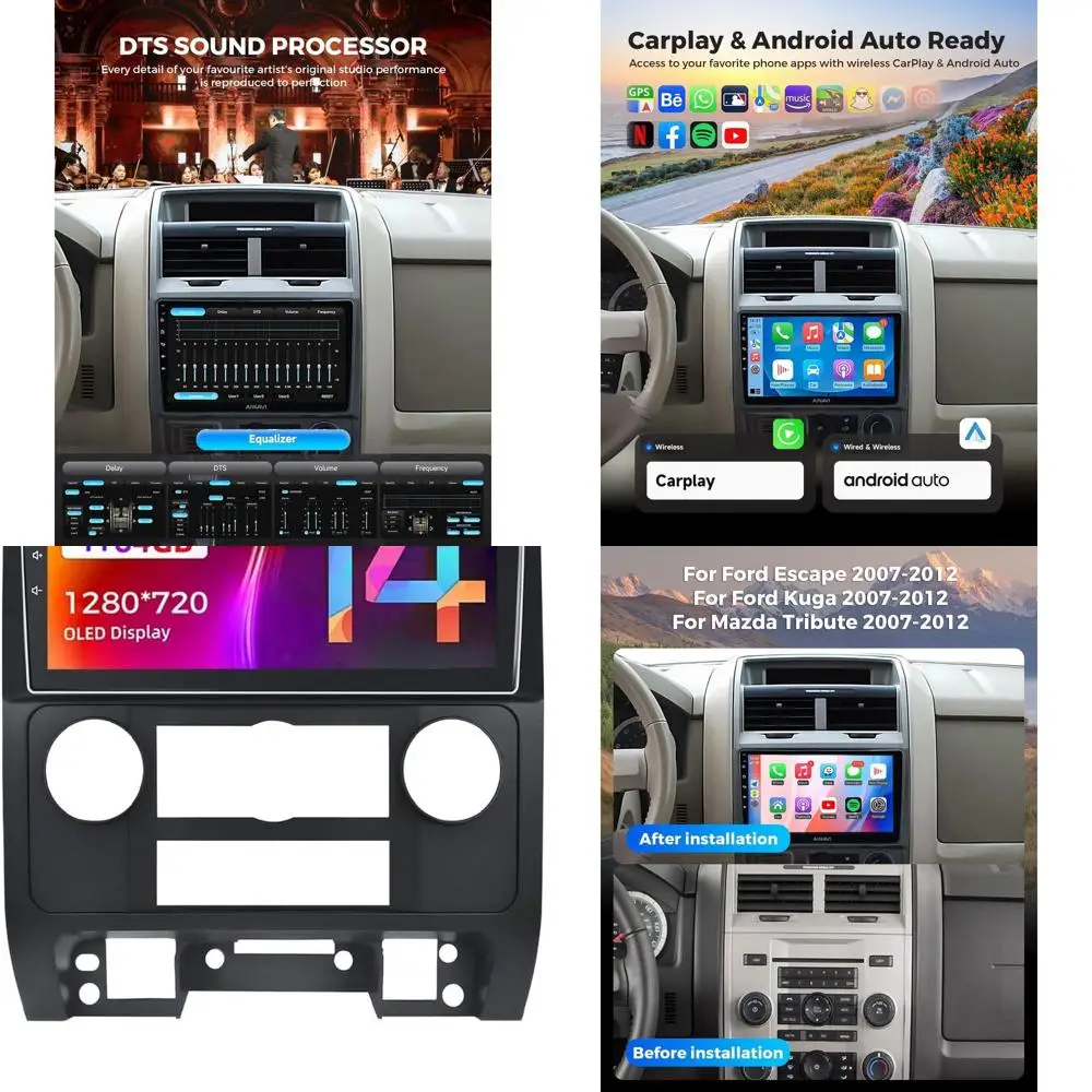 

5G-WiFi (4G + 64G) Автомобильное стерео радио для Ford Escape/Ford Kuga/Mazda Tribute 2007-2012, 9-дюймовый IPS HD сенсорный экран Автомобильный радиоприемник