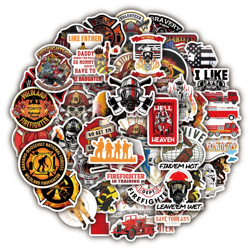 10/30/50PCS Cool Fireman Adesivos Etiqueta Graffiti Dos Desenhos Animados Brinquedo Decalques Bagagem Laptop Telefone Guitarra Carro Bicicleta À Prova D' Água Decoração