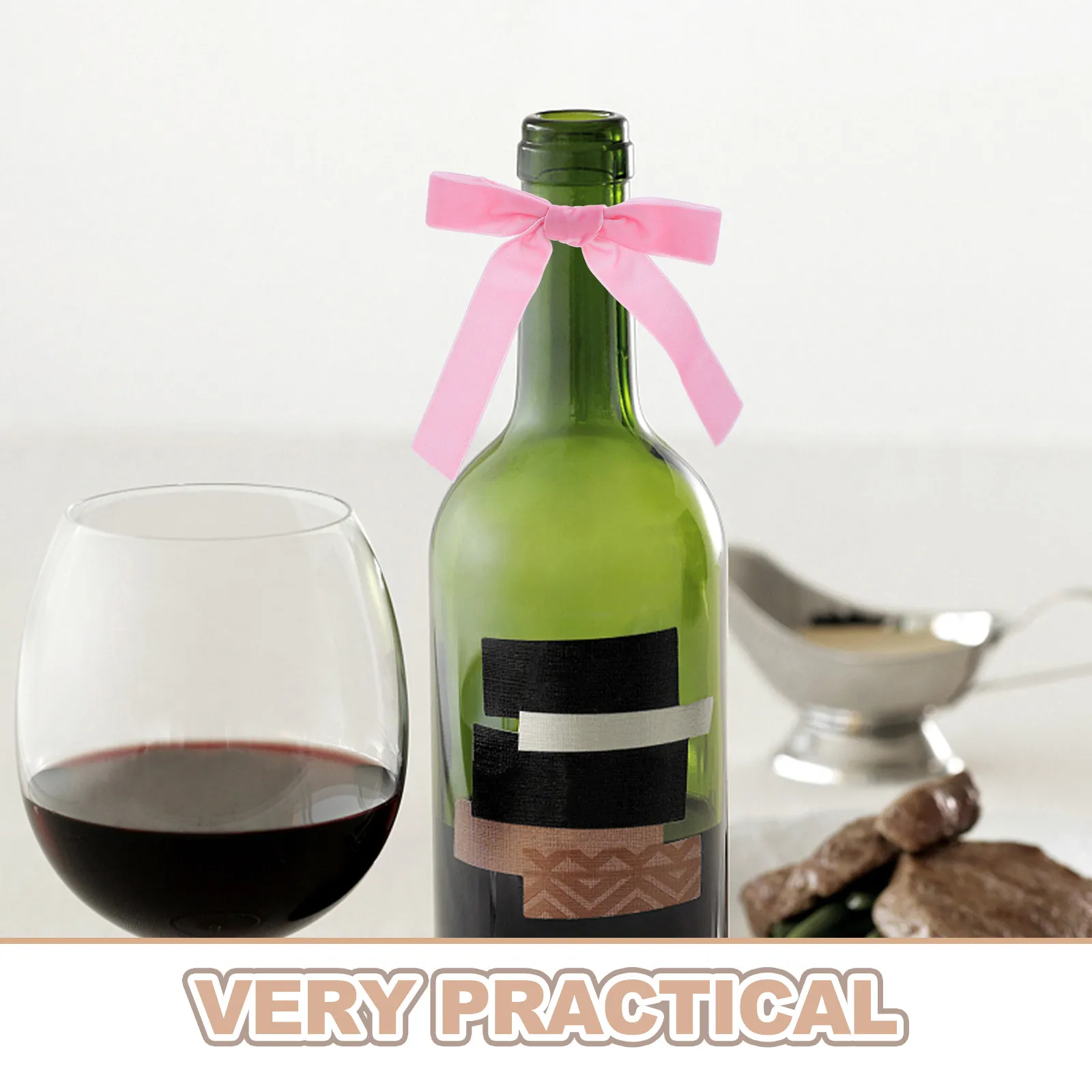 12Pcs Bow Drink Tags Fabric Ribbon Bowknot Drink Markers for Glasses Wedding Christmas Tree Holiday Decor Beverage Charms