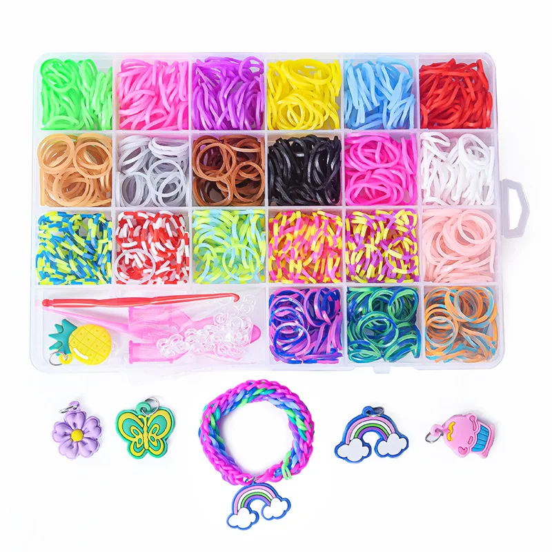 

1100pcs Colorful Loom Rubber Bands Set 21 Colors DIY Rubber Bands Loom Bands Bracelet Making Kit Gift for Girls Kids Art Craft