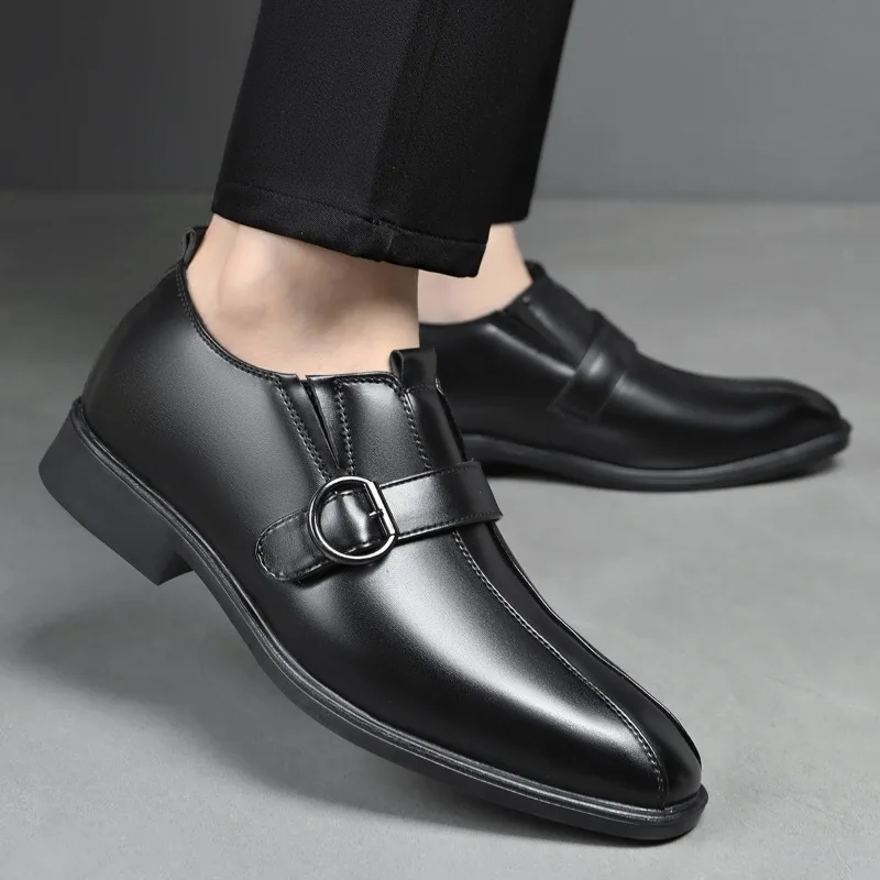 Size 38-47 Luxury Designer Shoes for Men Fashion Men Dress Shoes Solid Color Wedding Shoes Male Buckle Designer Man Leather Shoe #2