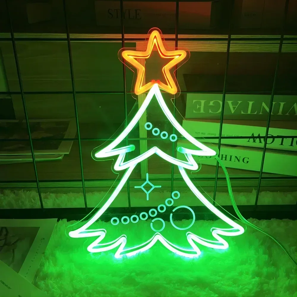 Christmas Tree Neon Sign Carve Customized Personality Led Lights For Bedroom Decoration Gifts To Friends Room Decors Aesthetic