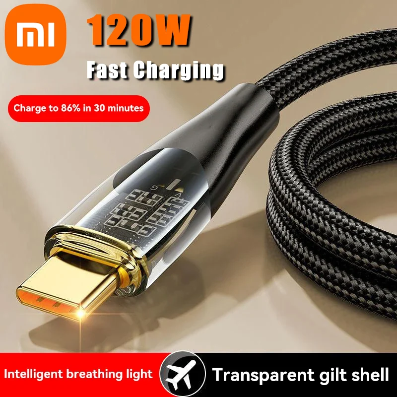 Xiaomi 120w 6A Usb To Type C Cable Super Fast Charging Data Cord For Xiaomi 14 Redmi Note 13 Samsung Huawei Type-c Charger Cord