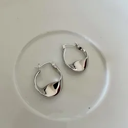 Pendientes de plata de ley 925 para mujer, aretes de patrón trenzado liso europeo y americano, joyería fina, regalos de fiesta de boda